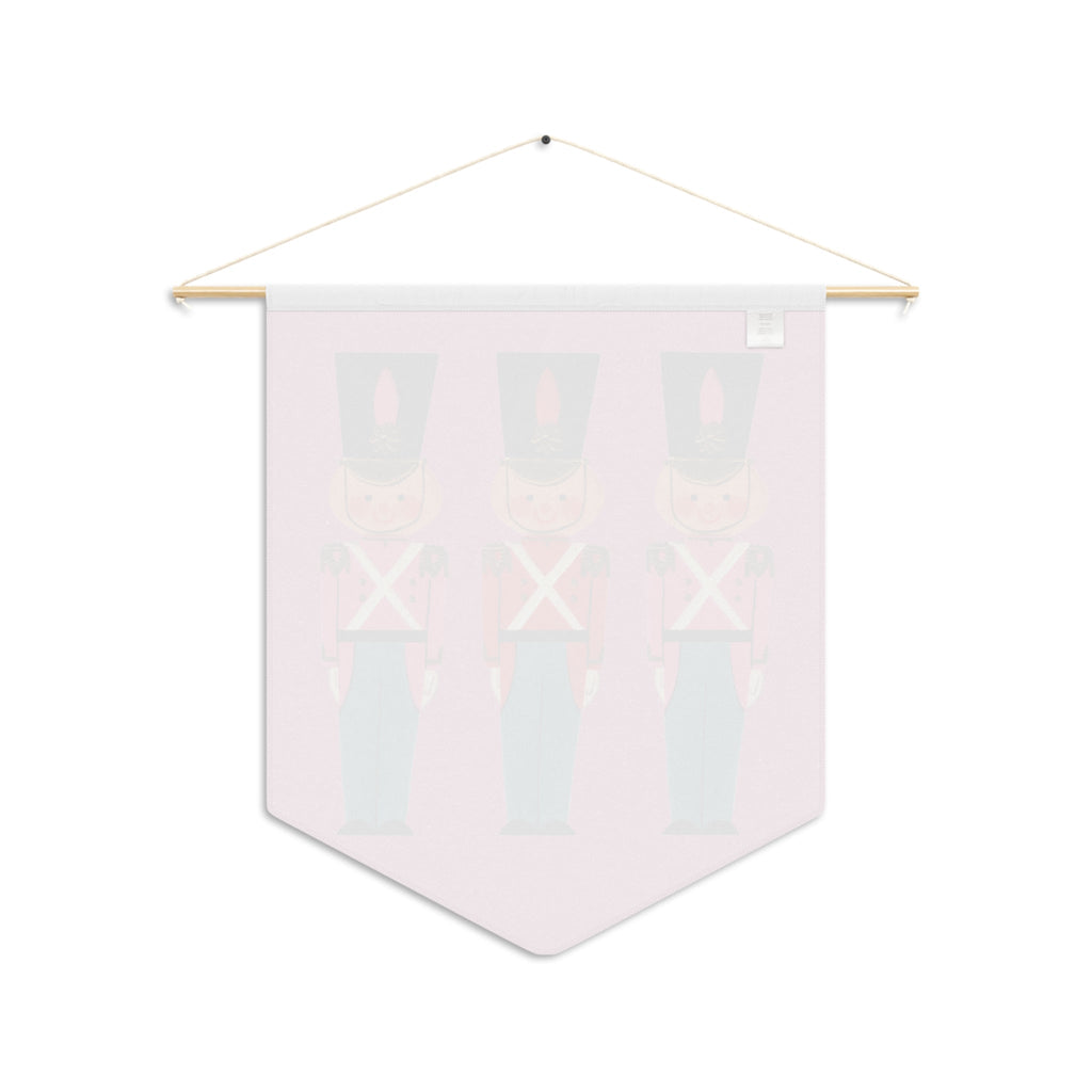 Christmas Toy Soldiers Pink Mid Century Retro Christmas Print Wall Hanging Banner Flag