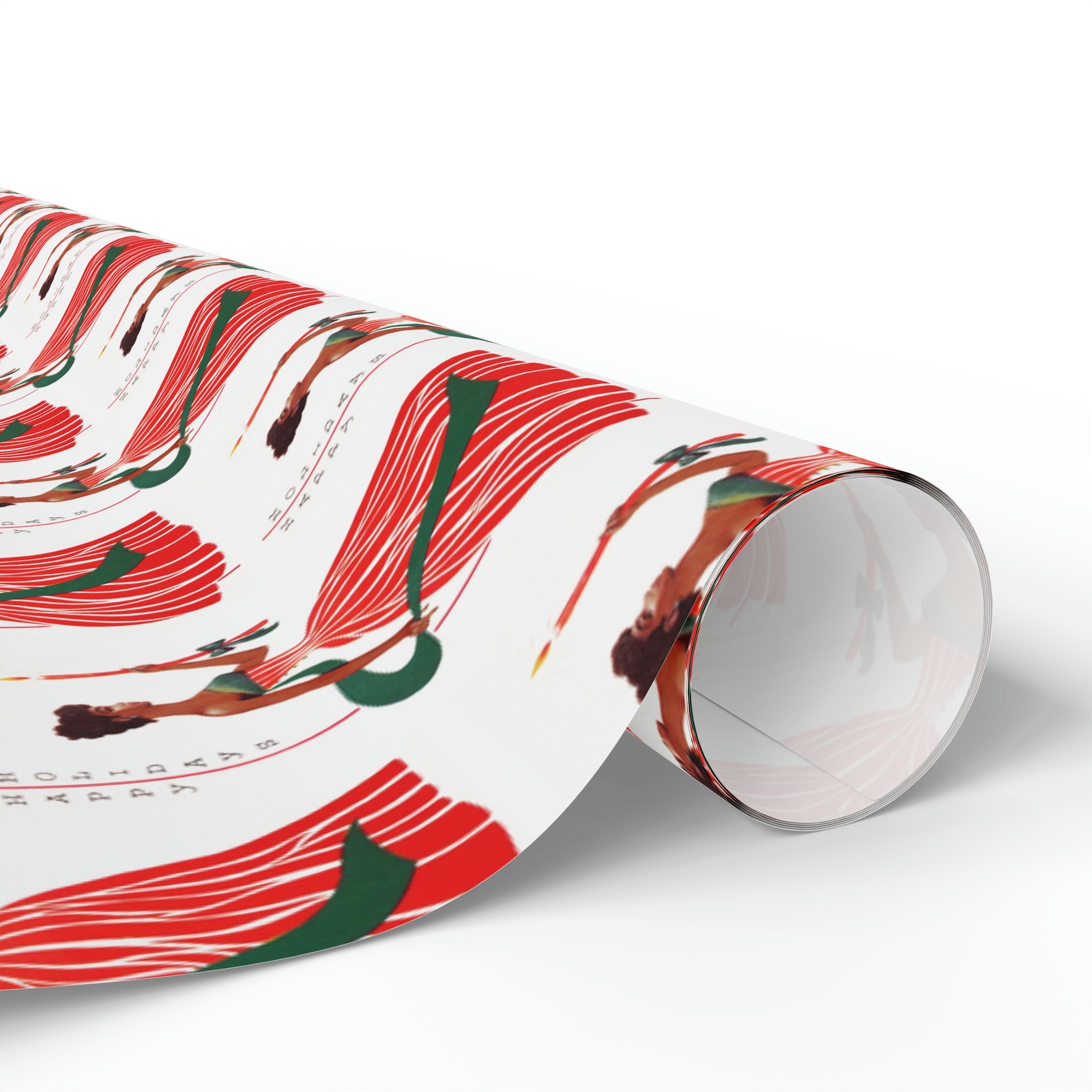 Happy Holidays Christmas Lady With Candle Retro Christmas Print Holiday Gift Wrap Paper - Glossy Or Matte