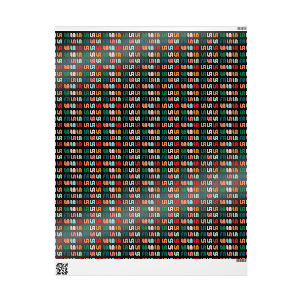 Fa La La La Black Retro Style Christmas Print Holiday Gift Wrap Paper - Glossy Or Matte