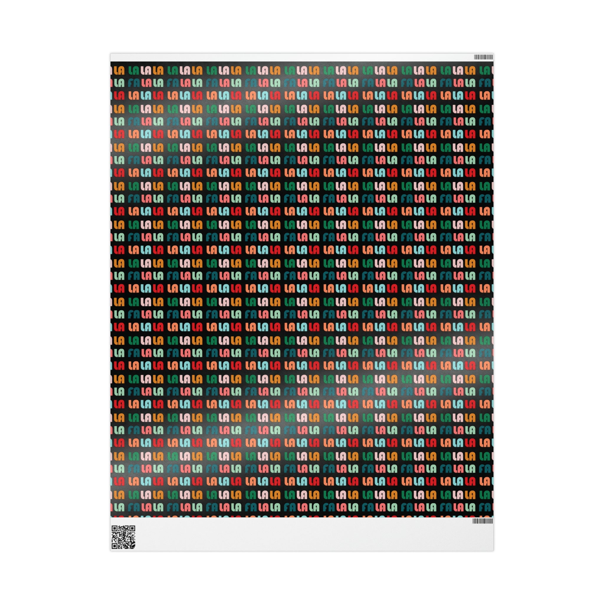 Fa La La La Black Retro Style Christmas Print Holiday Gift Wrap Paper - Glossy Or Matte