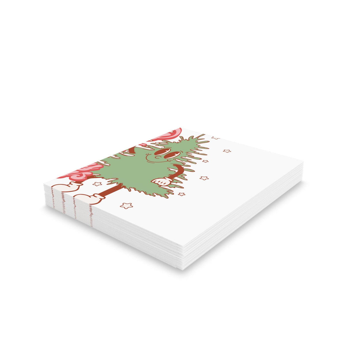 Merry Everything And Happy Always Christmas Tree Retro Style Matte Greeting Cards (8, 16, and 24 pcs)