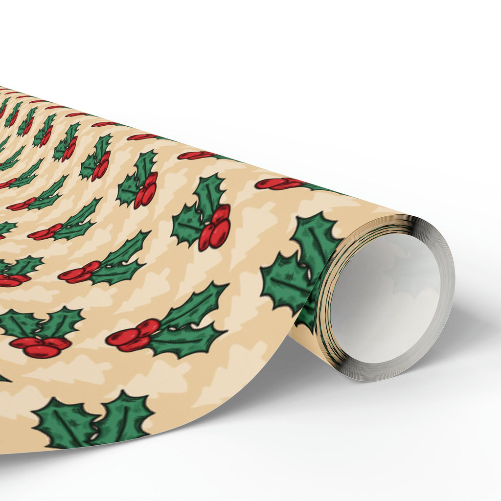 Cute Christmas Holly Trees Winter Christmas Print Holiday Gift Wrap Paper - Glossy Or Matte