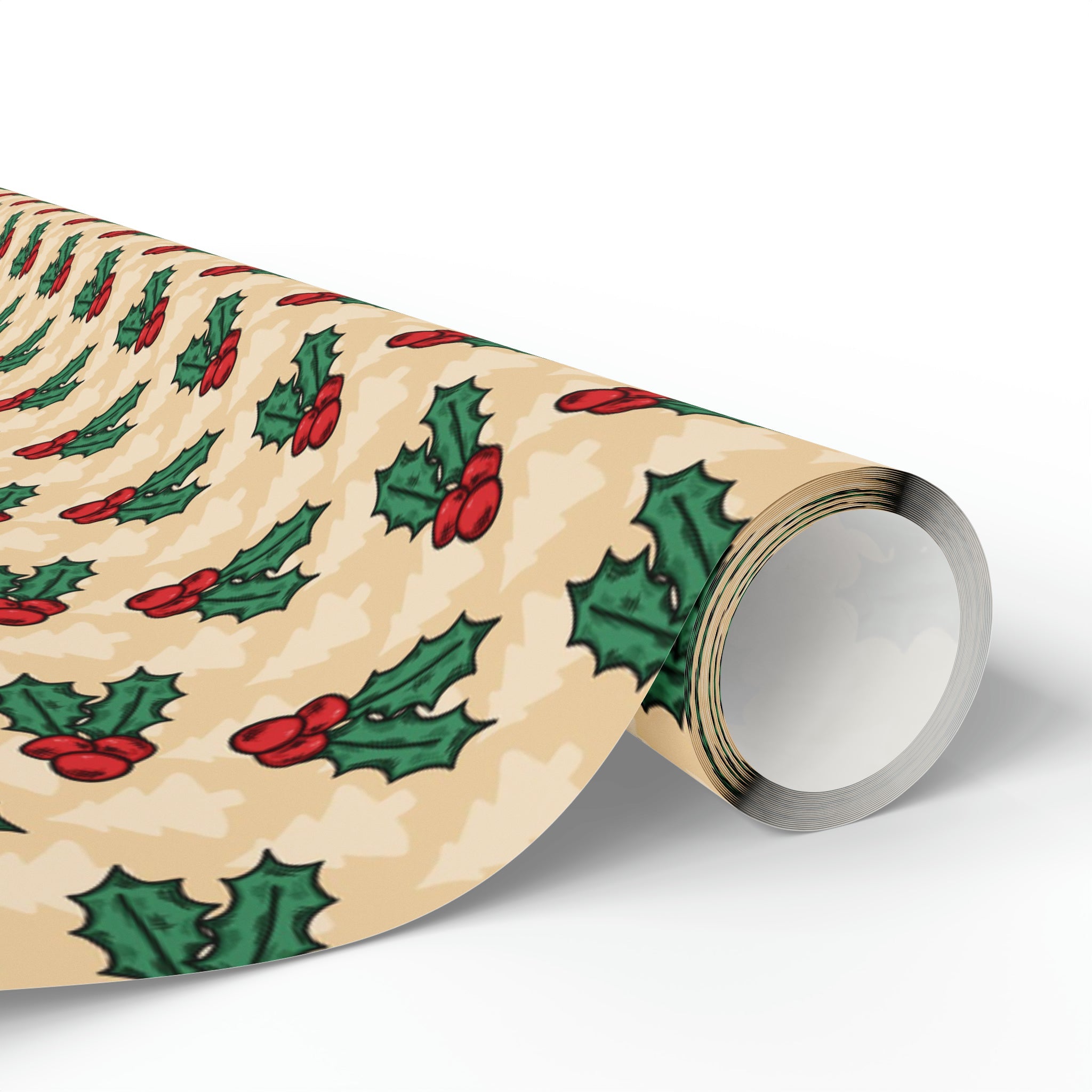 Cute Christmas Holly Trees Winter Christmas Print Holiday Gift Wrap Paper - Glossy Or Matte