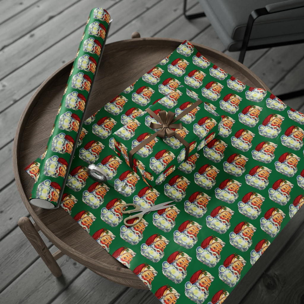 Merry Christmas Santa Retro Christmas Print Holiday Gift Wrap Paper - Glossy Or Matte
