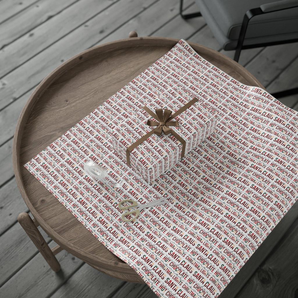 Santa Claus Reindeer Hot Chocolate Movies Christmas Lights Christmas Print Holiday Gift Wrap Paper - Glossy Or Matte