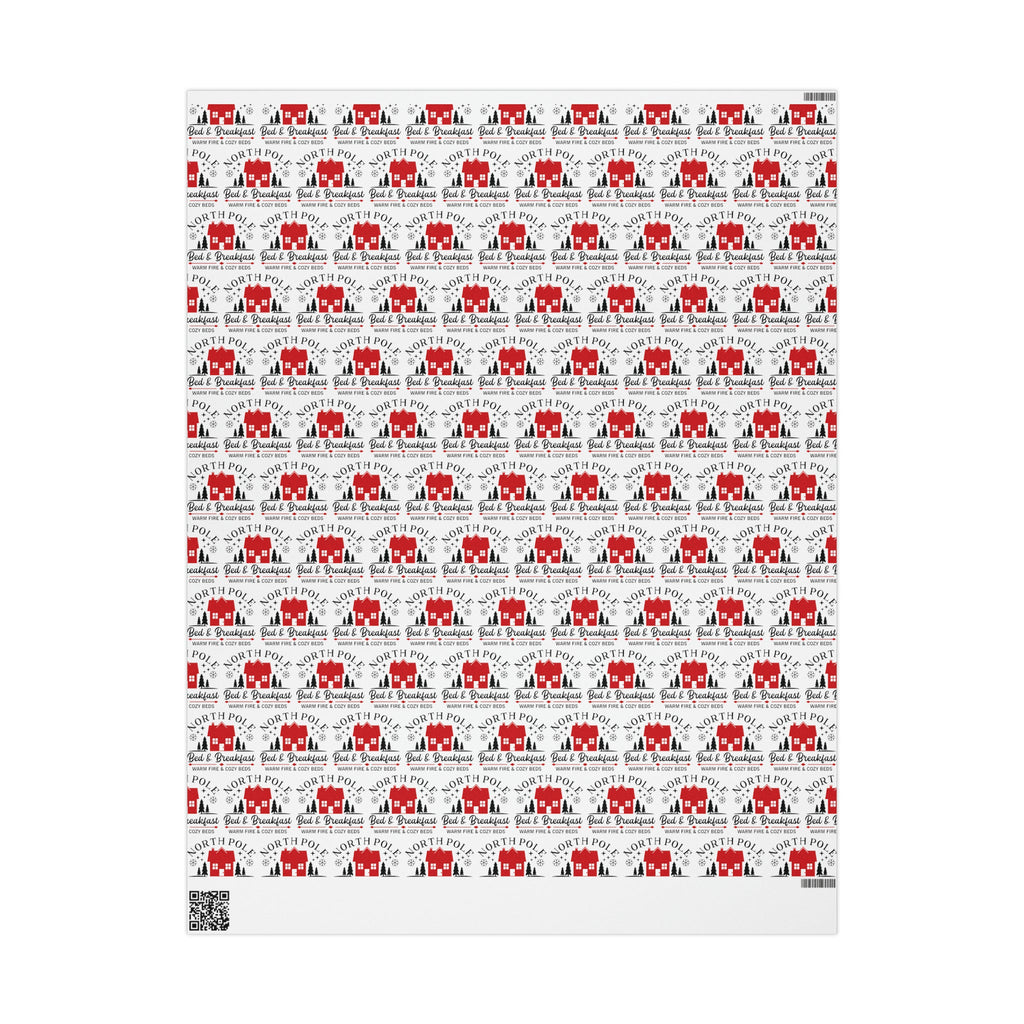 North Pole Bed And Breakfast Christmas Print Holiday Gift Wrap Paper - Glossy Or Matte