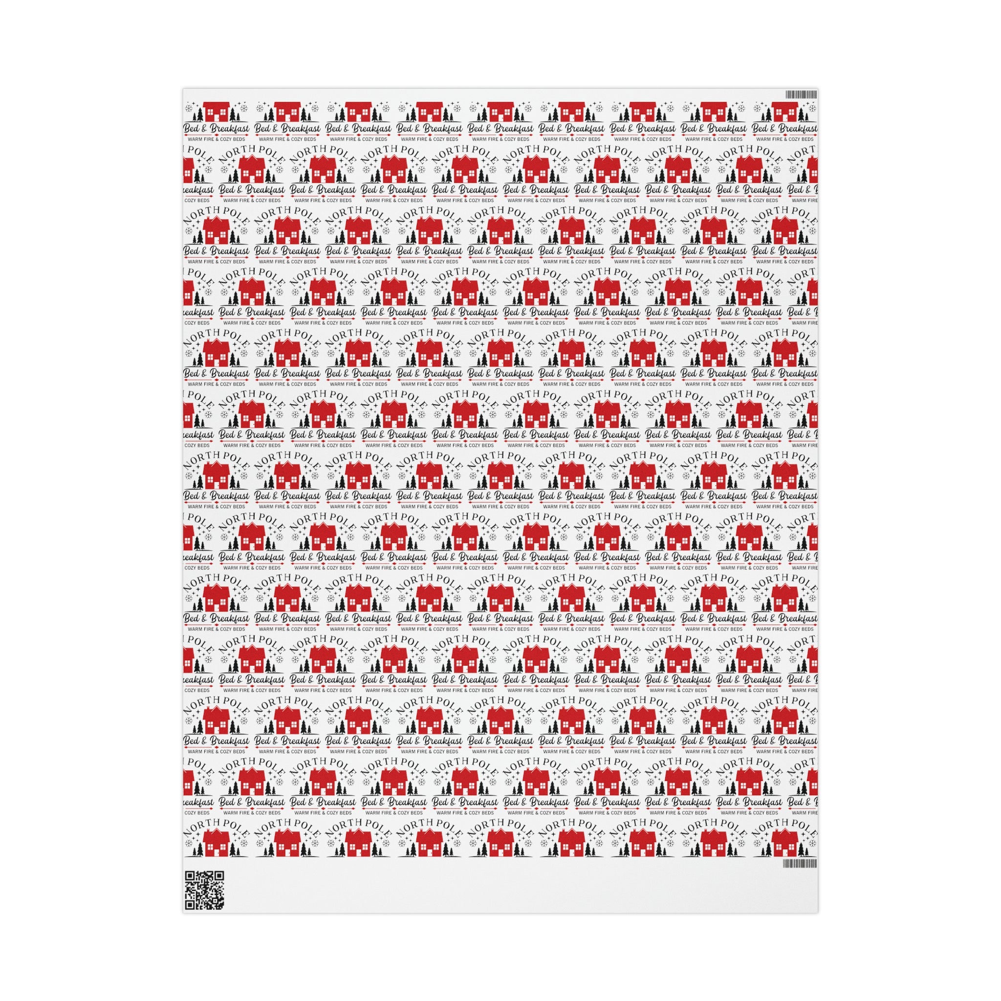North Pole Bed And Breakfast Christmas Print Holiday Gift Wrap Paper - Glossy Or Matte