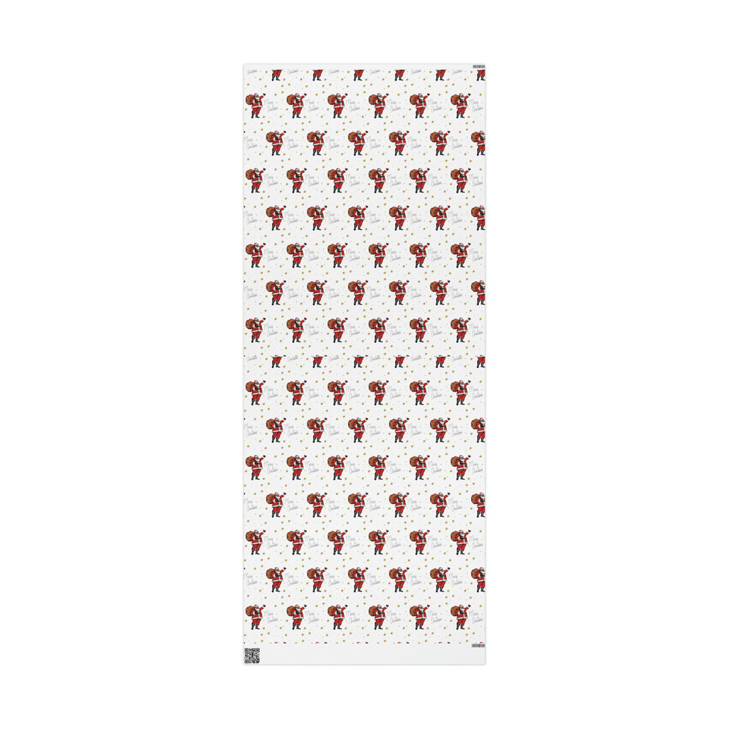 Merry Christmas Diverse Black Santa Gold Stars Retro Holiday Gift Wrap Paper - Glossy Or Matte