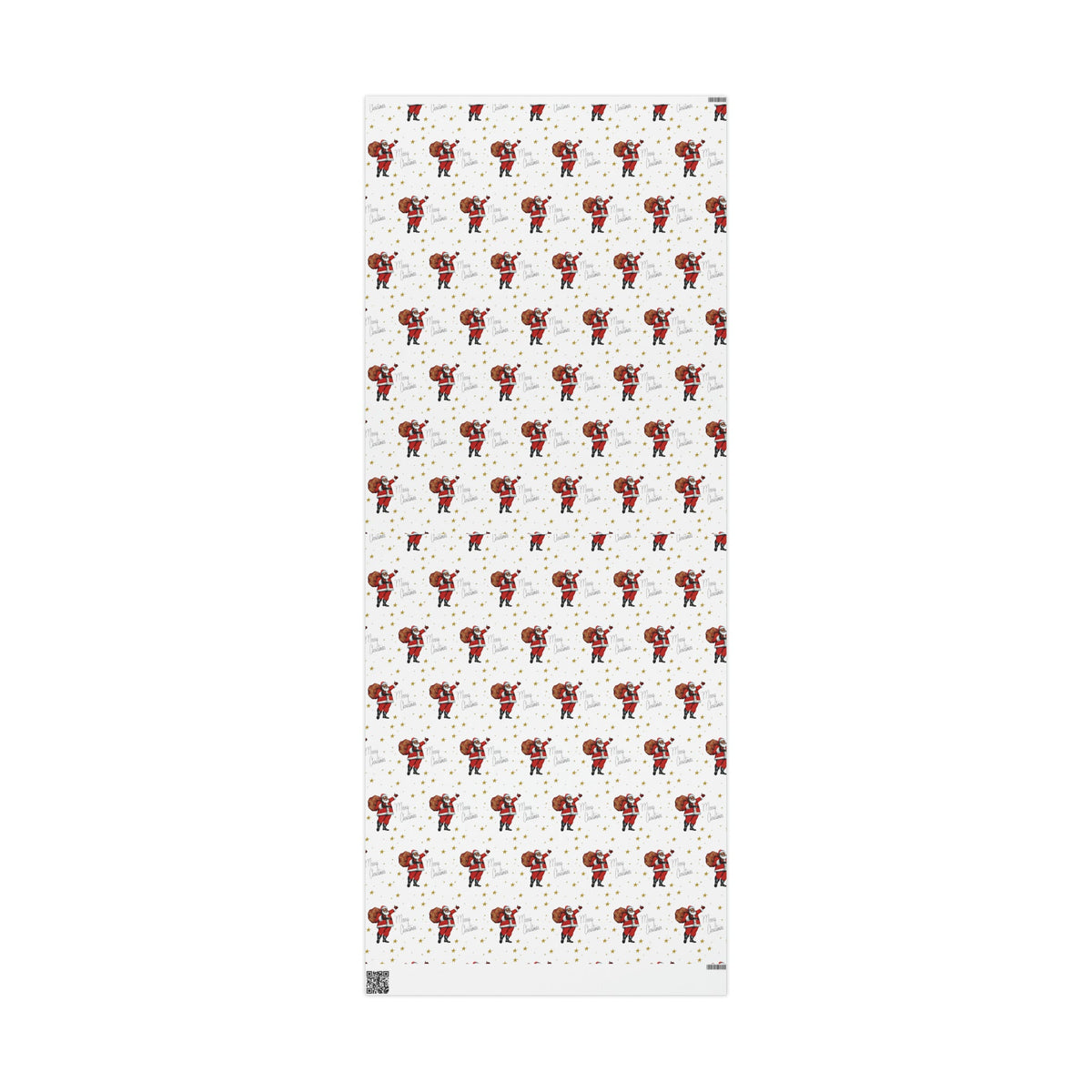 Merry Christmas Diverse Black Santa Gold Stars Retro Holiday Gift Wrap Paper - Glossy Or Matte