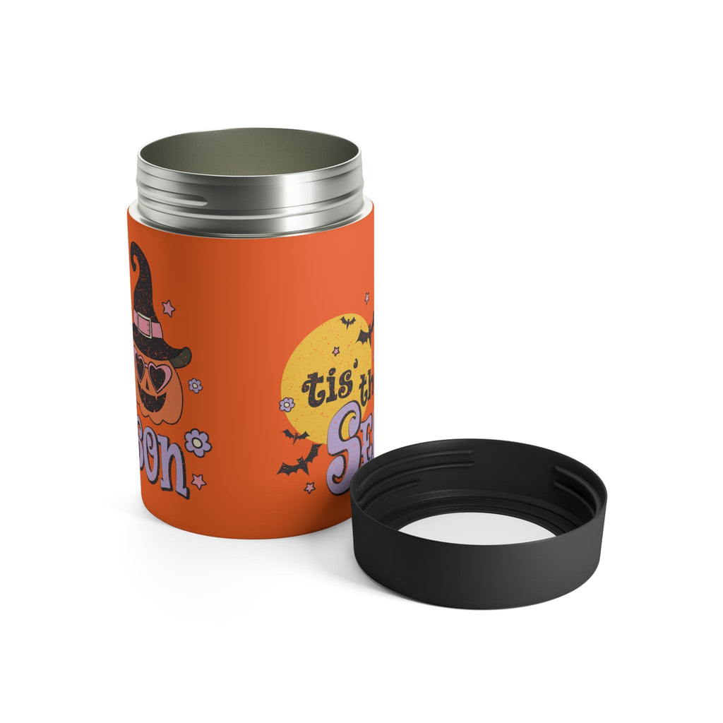 Tis The Season Pumpkin Witch Distressed Print Halloween Lined Stainless Steel Can Holder