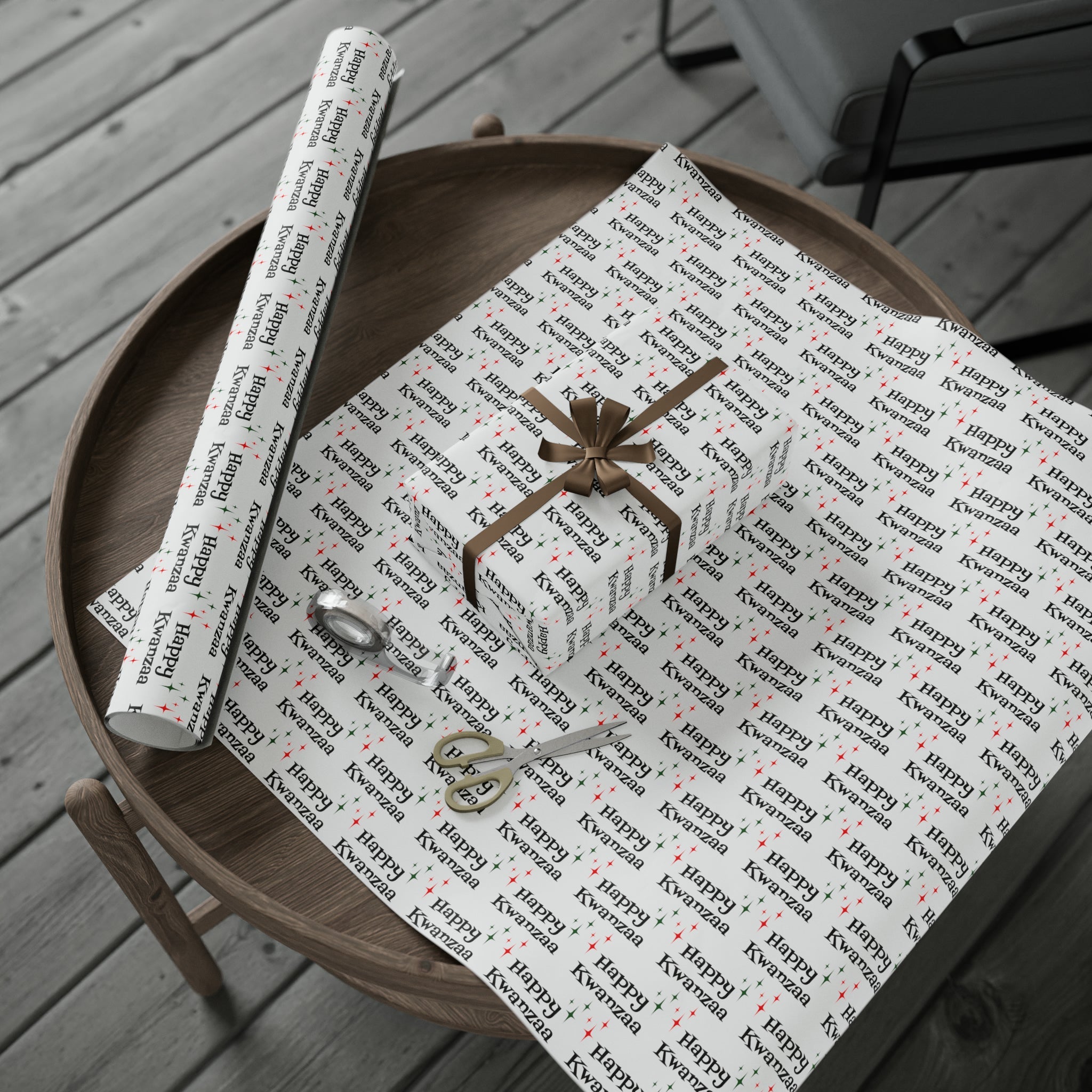 Happy Kwanzaa Starburst Atomic Retro Style Holiday Gift Wrap Paper - Glossy Or Matte