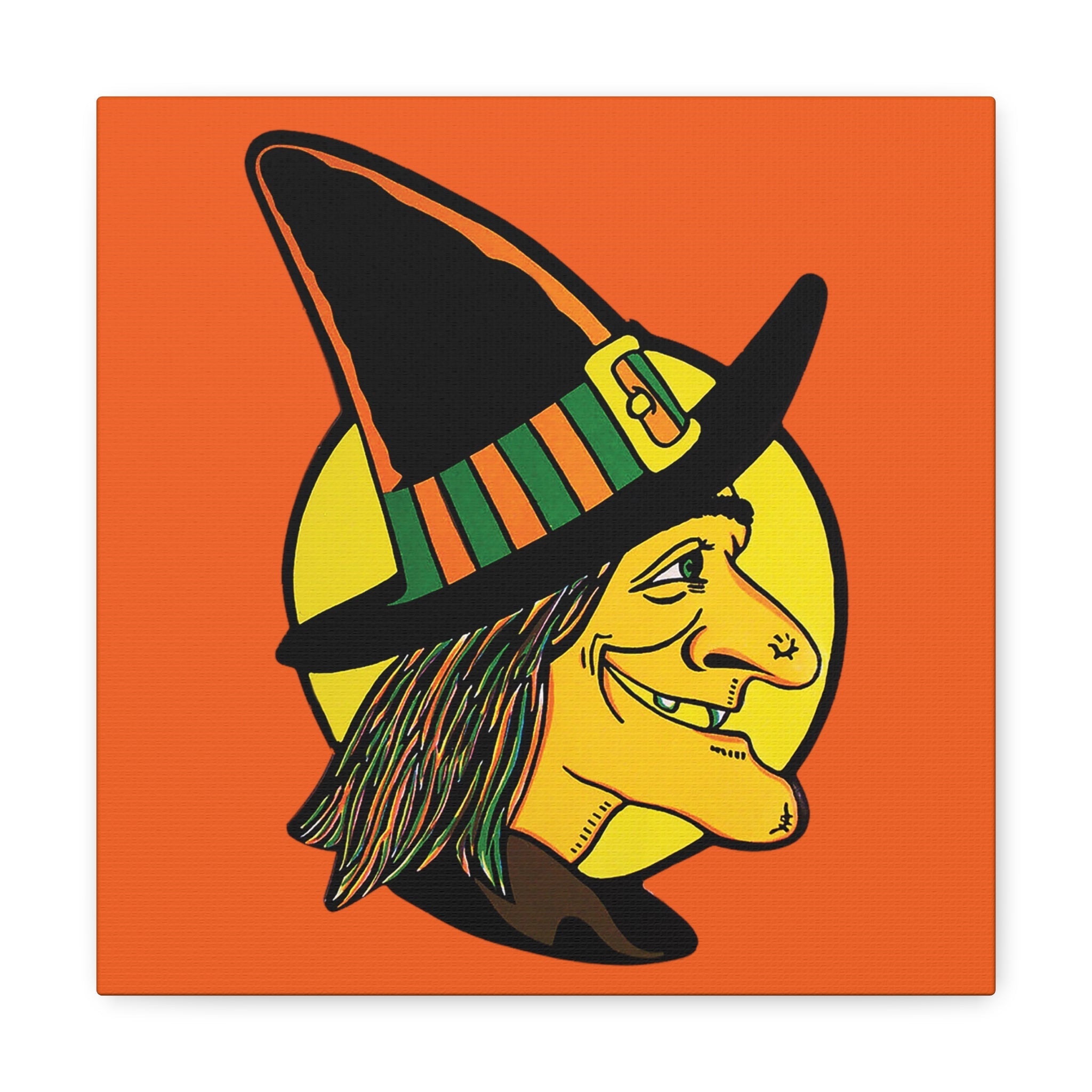 Vintage Witch Retro Halloween Decor Print Canvas Gallery Wrap