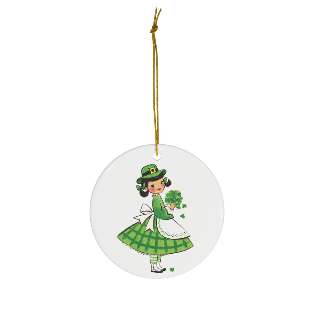 St Patrick's Day Shamrock Girl Midcentury Ceramic Ornament