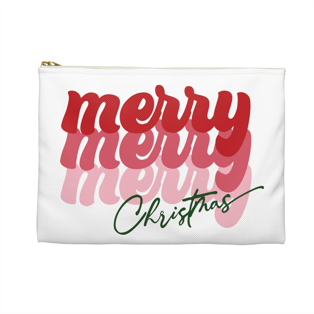 Merry Merry Merry Christmas Print Polyester Accessory Pouch Travel Bag