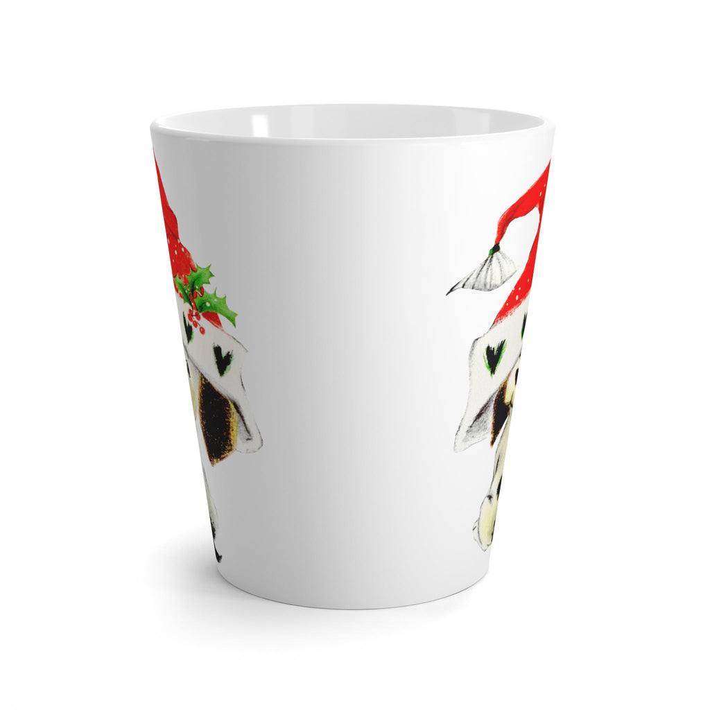 Christmas Dalmation Puppy In Santa Hat Mid Century Retro Christmas Print Latte Coffee Mug