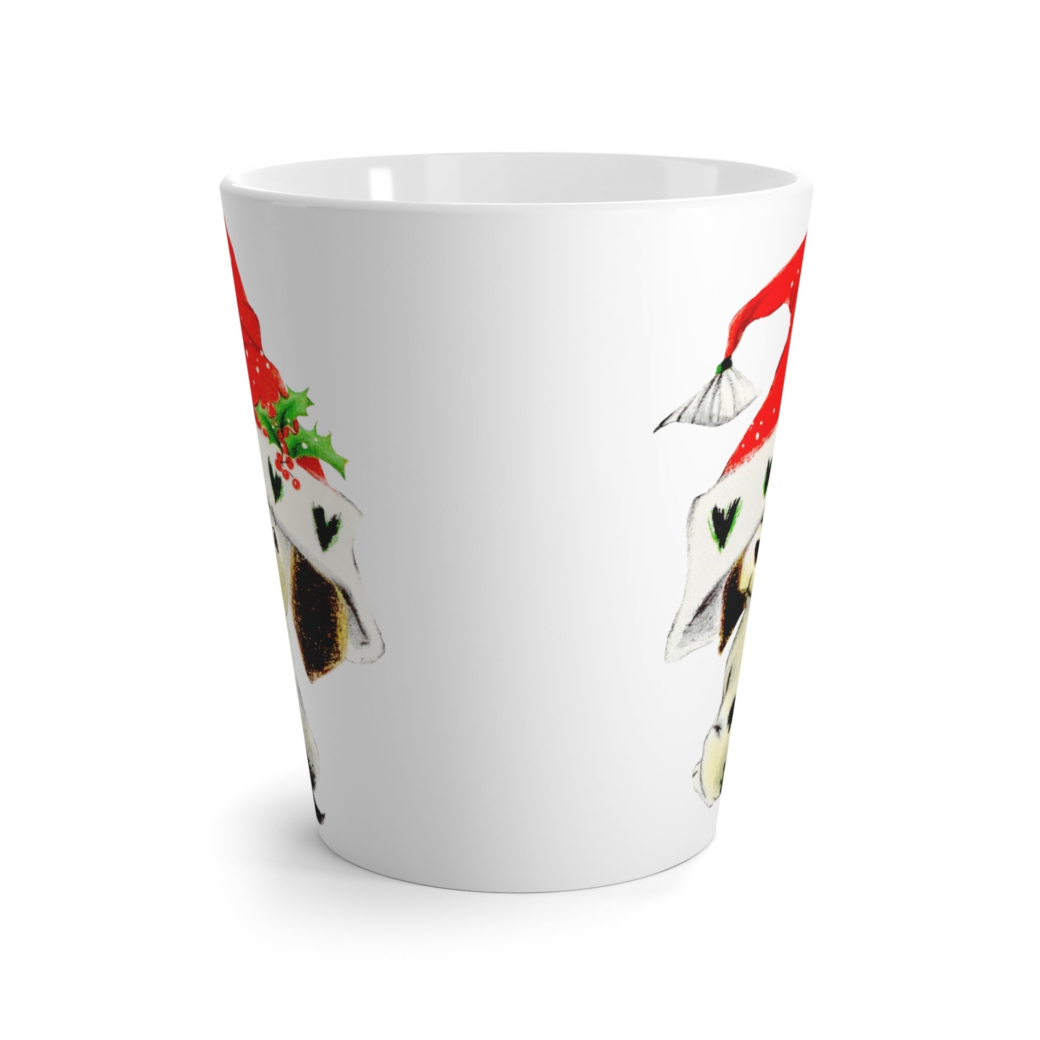 Christmas Dalmation Puppy In Santa Hat Mid Century Retro Christmas Print Latte Coffee Mug