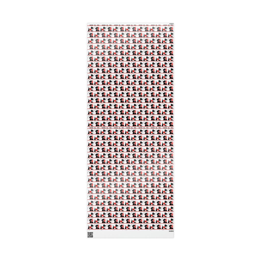 Best Wishes Christmas Scotties Mid Century Retro Christmas Print Holiday Gift Wrap Paper - Glossy Or Matte