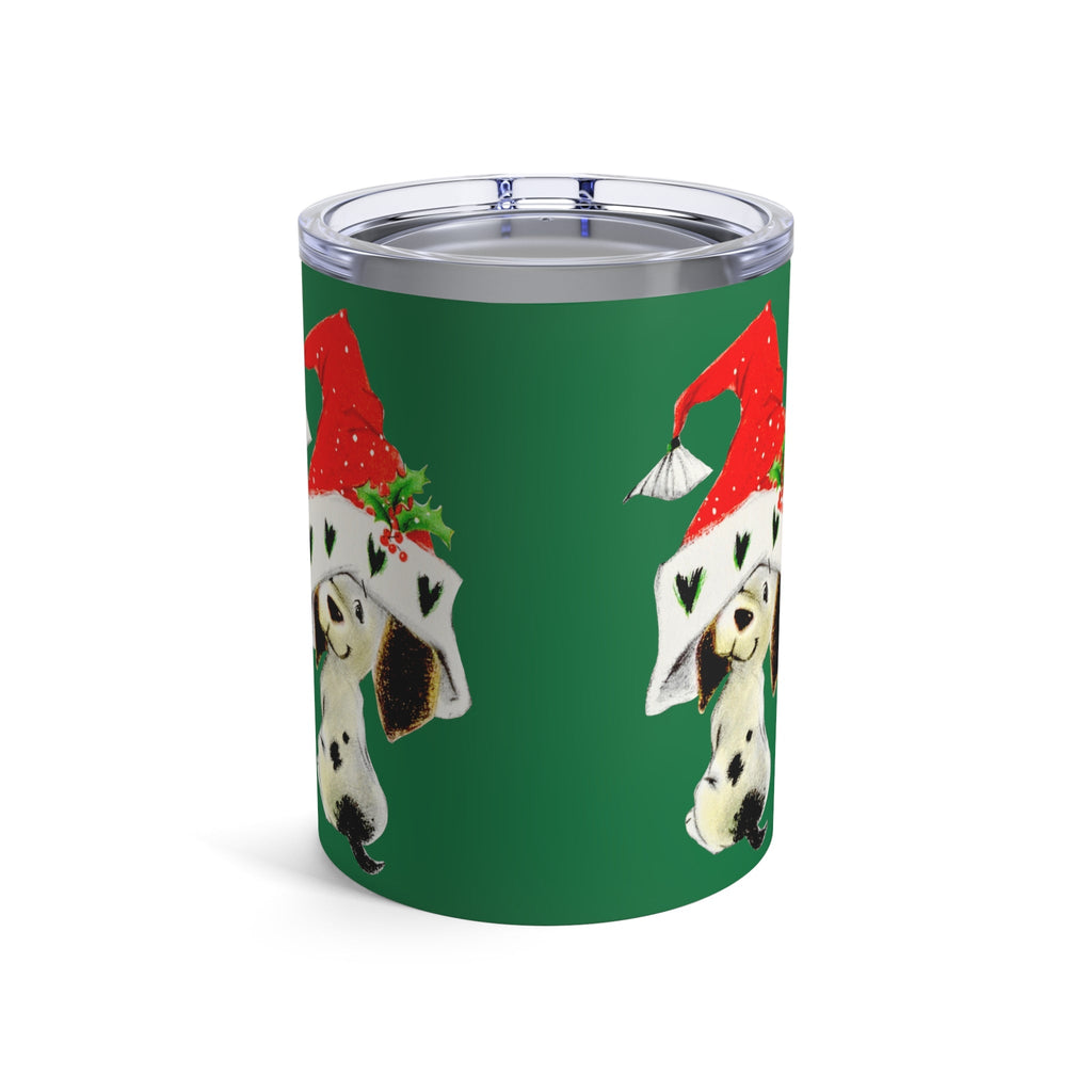 Christmas Dalmation Puppy In Santa Hat Retro Christmas Print Stainless Steel Tumbler 10oz
