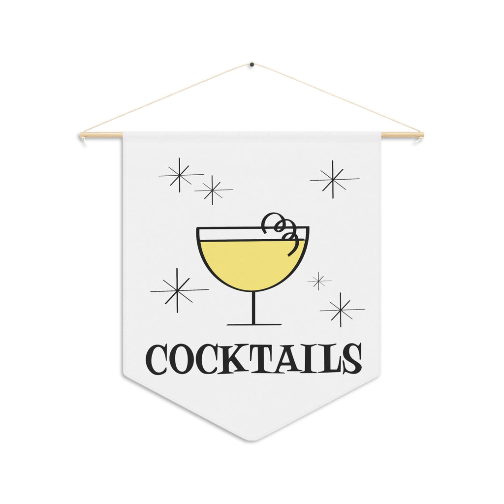 Cocktails Mid Century Retro Style Wall Hanging Banner Flag
