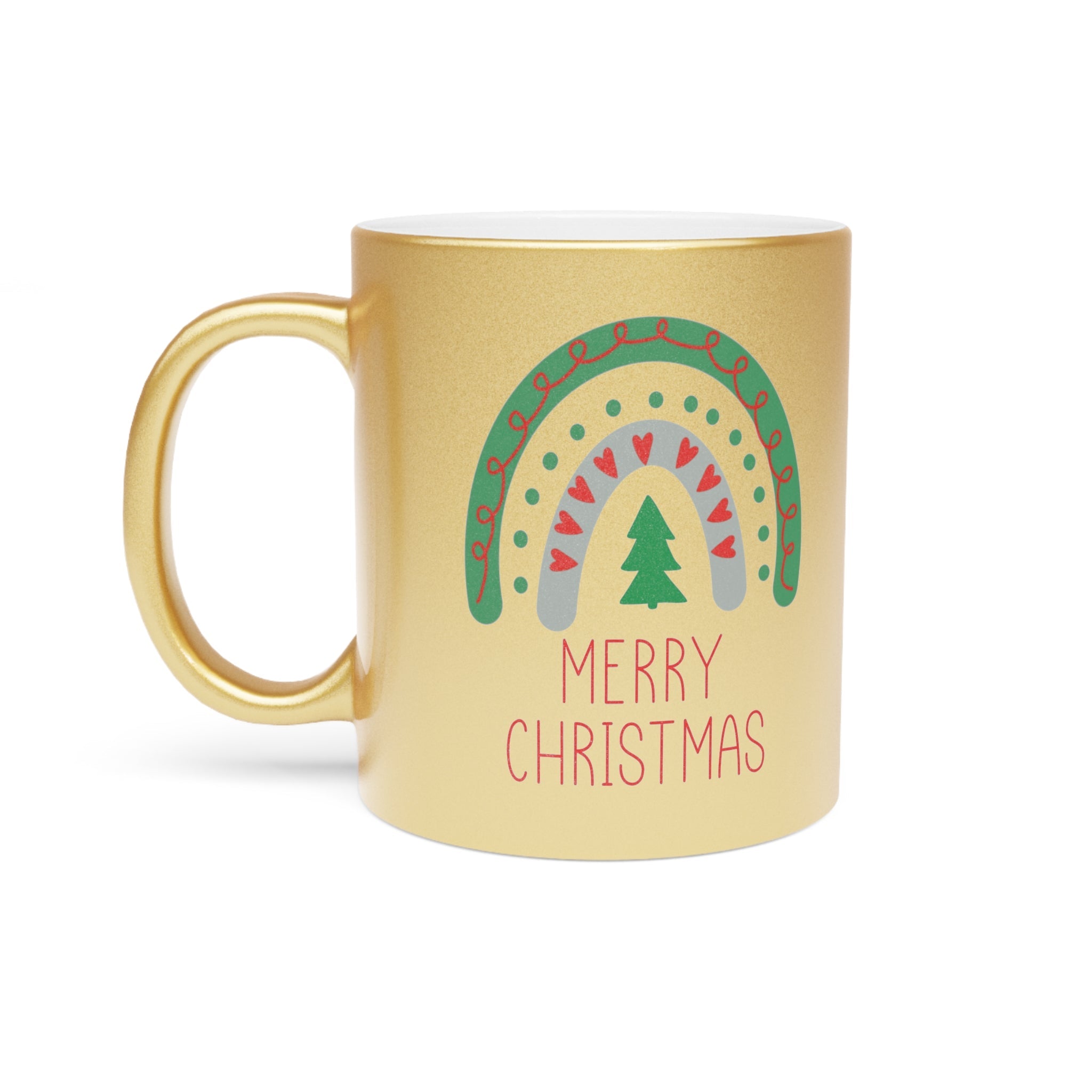 Merry Christmas Boho Rainbow Christmas Gold Metallic Mug