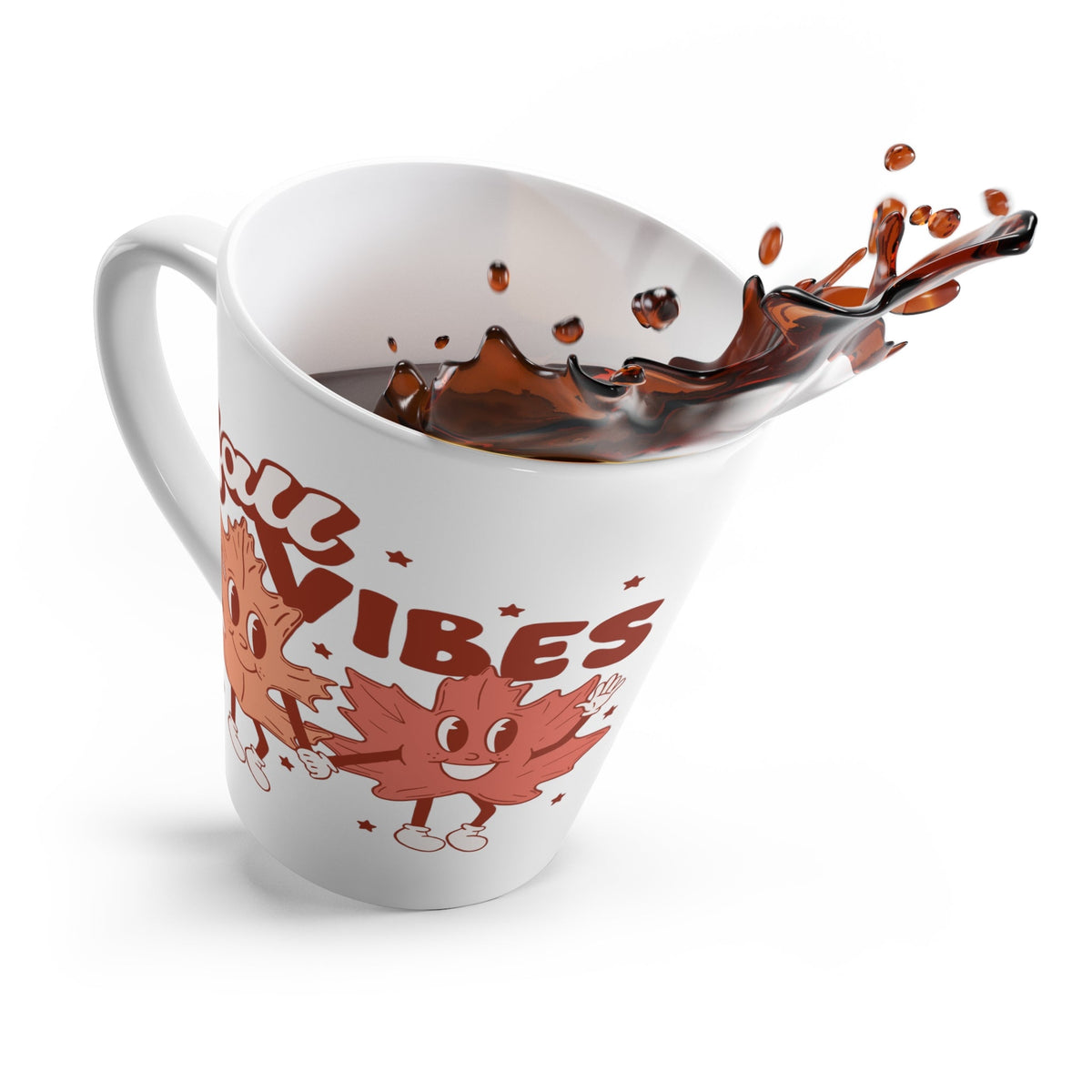 Fall Vibes Leaf Friends Retro Style Fall Autumn Print Latte Coffee Mug
