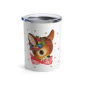 Reindeer Gold Stars Retro Christmas Print Stainless Steel Tumbler 10oz