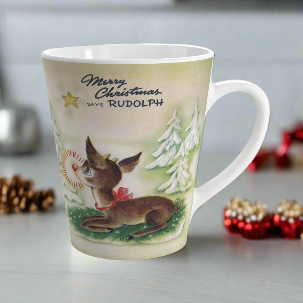 Merry Christmas Says Rudolph Retro Glossy Coffee Mug