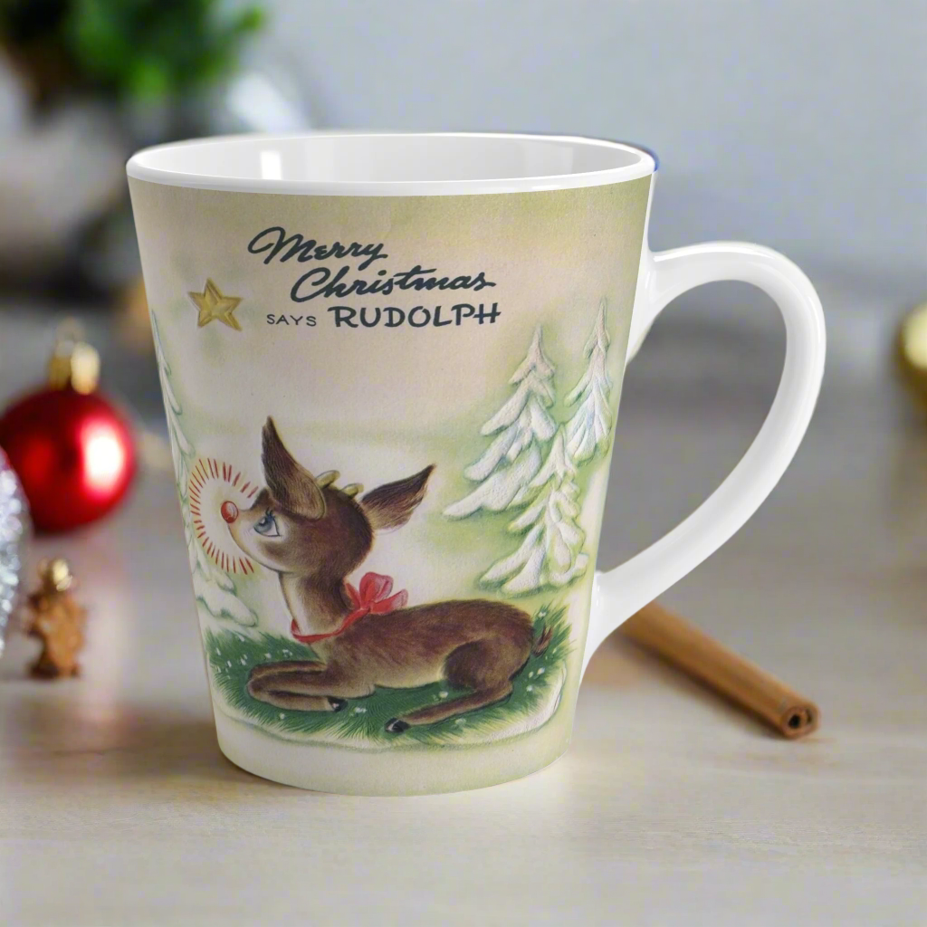 Merry Christmas Says Rudolph Retro Glossy Coffee Mug