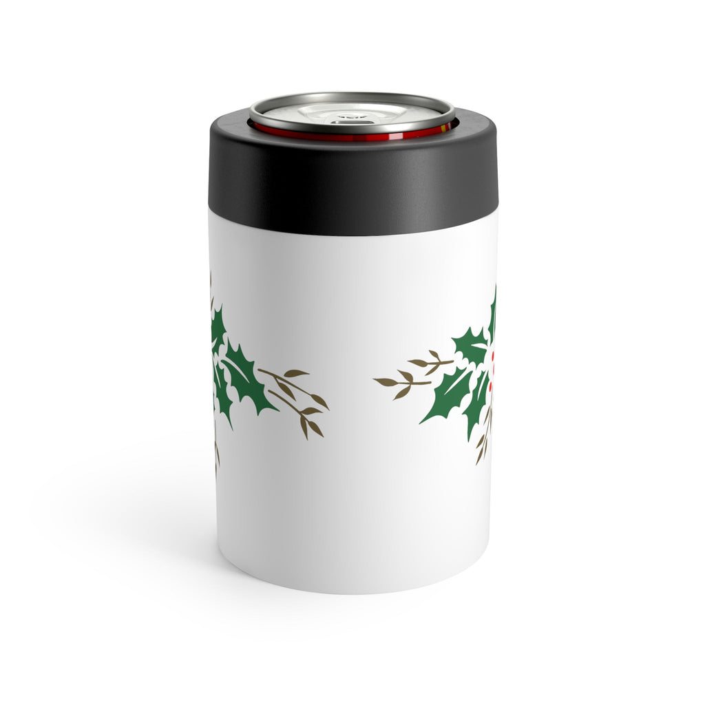 Christmas Holly Mid Century Retro Christmas Print Stainless Steel Can Holder