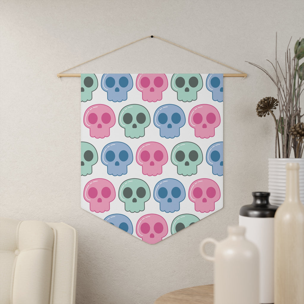 Pastel Goth Skulls Print Cute Halloween Pennant Banner Wall Hanging