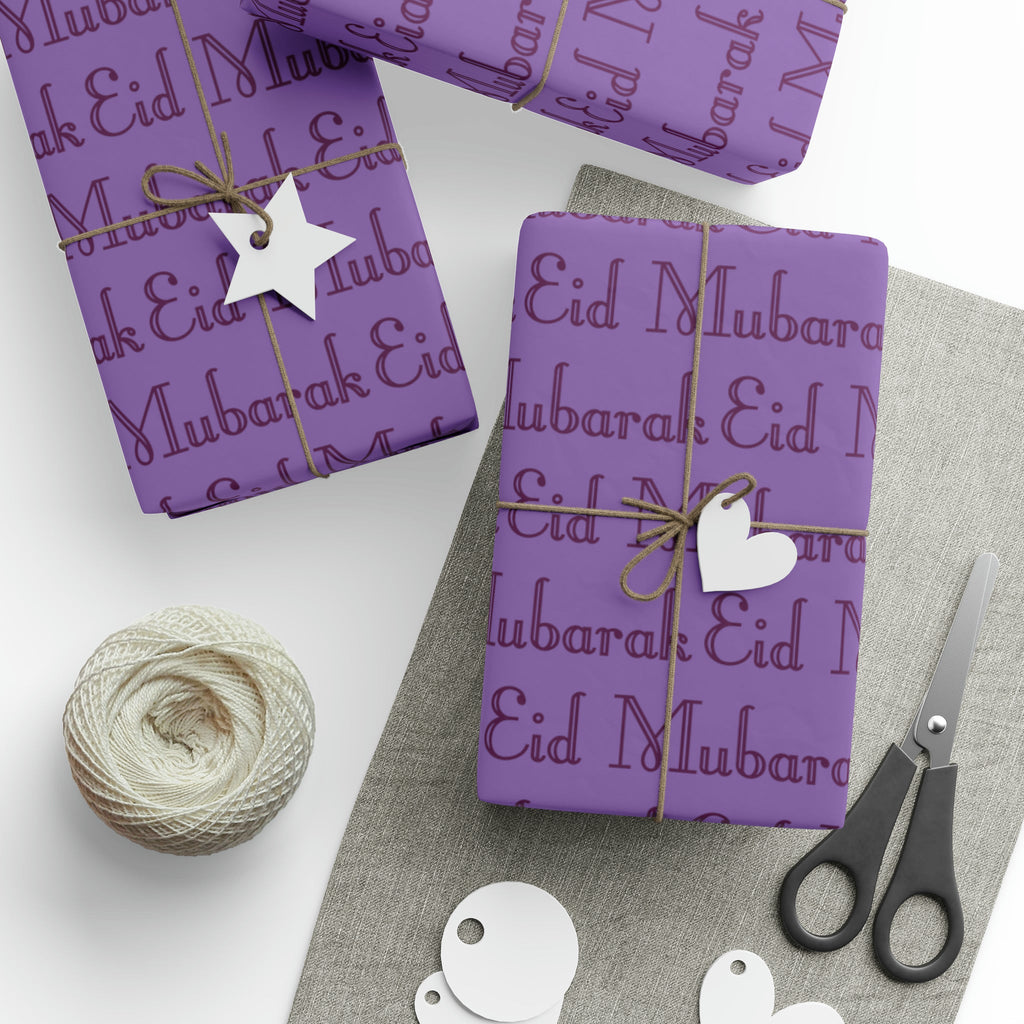 Eid Mubarak Purple Holiday Gift Wrap Paper - Glossy Or Matte