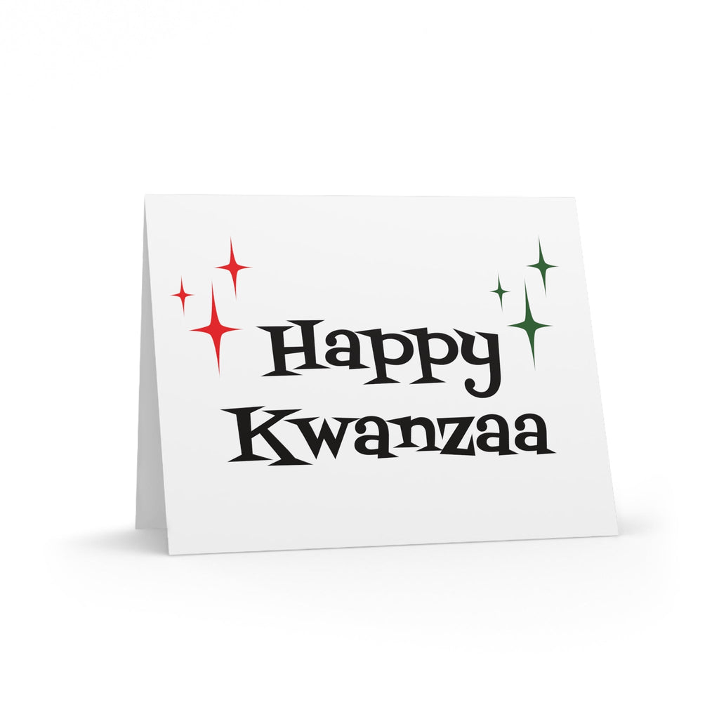 Happy Kwanzaa Atomic Mid Century Retro Style Holiday Matte Greeting Cards (8, 16, and 24 pcs)