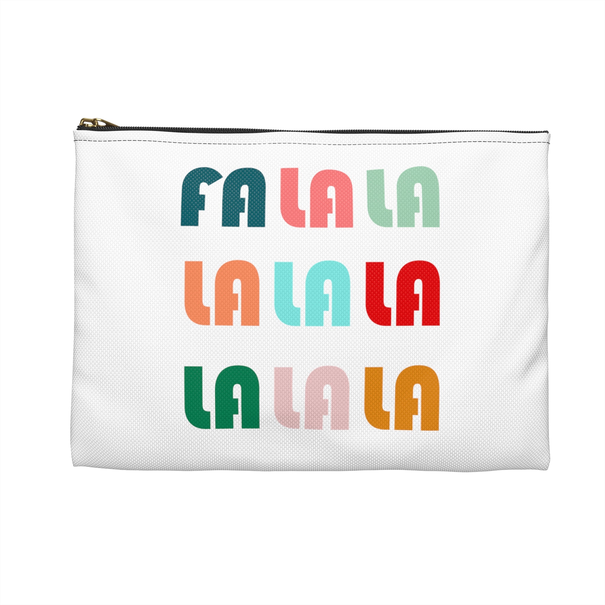 Fa La La La Retro Style Christmas Print Polyester Accessory Pouch Travel Bag