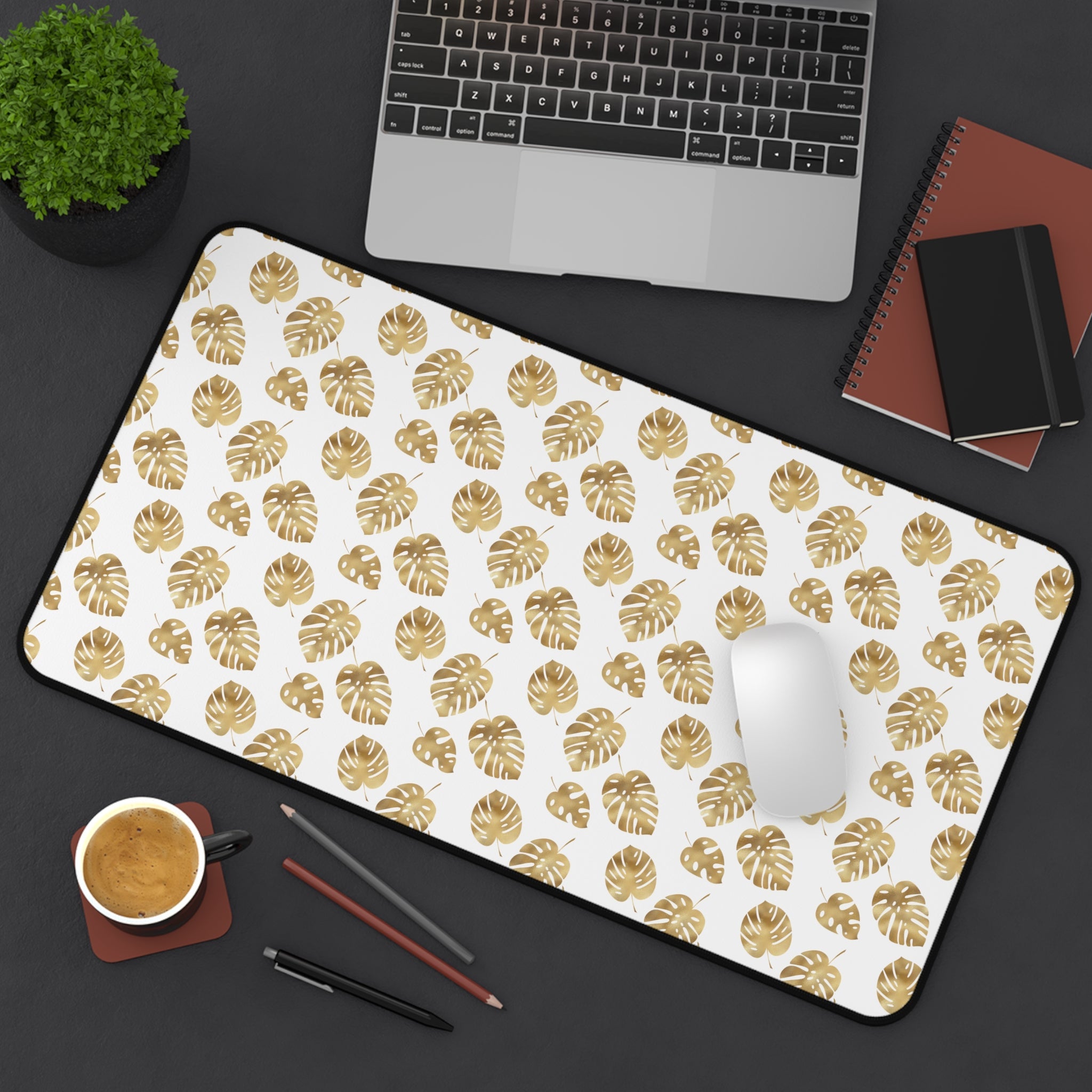 Gold Palm Leaves Desk Mat - 3 size options