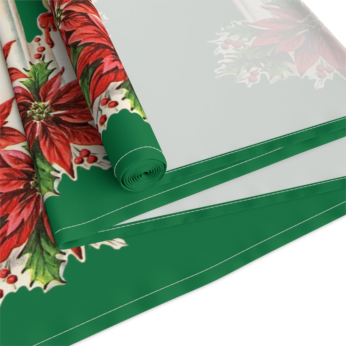 Christmas Candles Retro Christmas Print Home Decor Cotton Poly Table Runner