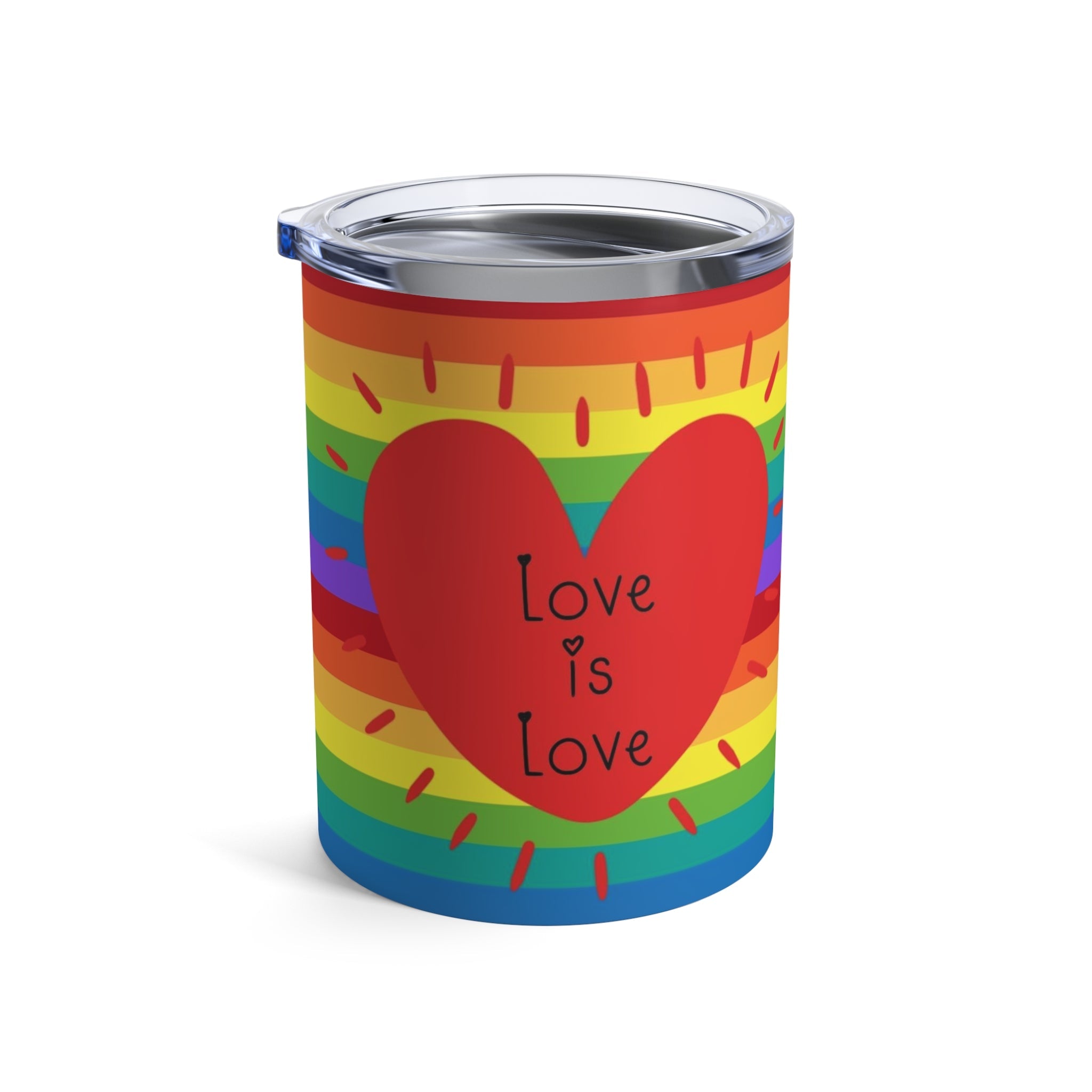 Love Is Love Rainbow Heart Love Pride Stainless Steel Tumbler 10oz
