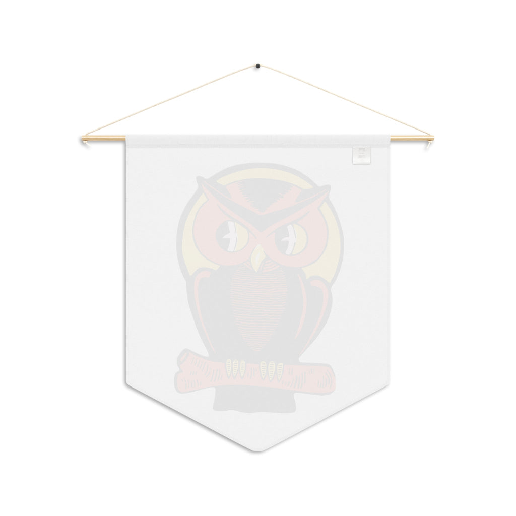 Orange Halloween Owl Mid Century Retro Halloween Print Decor Print Wall Hanging Banner Flag