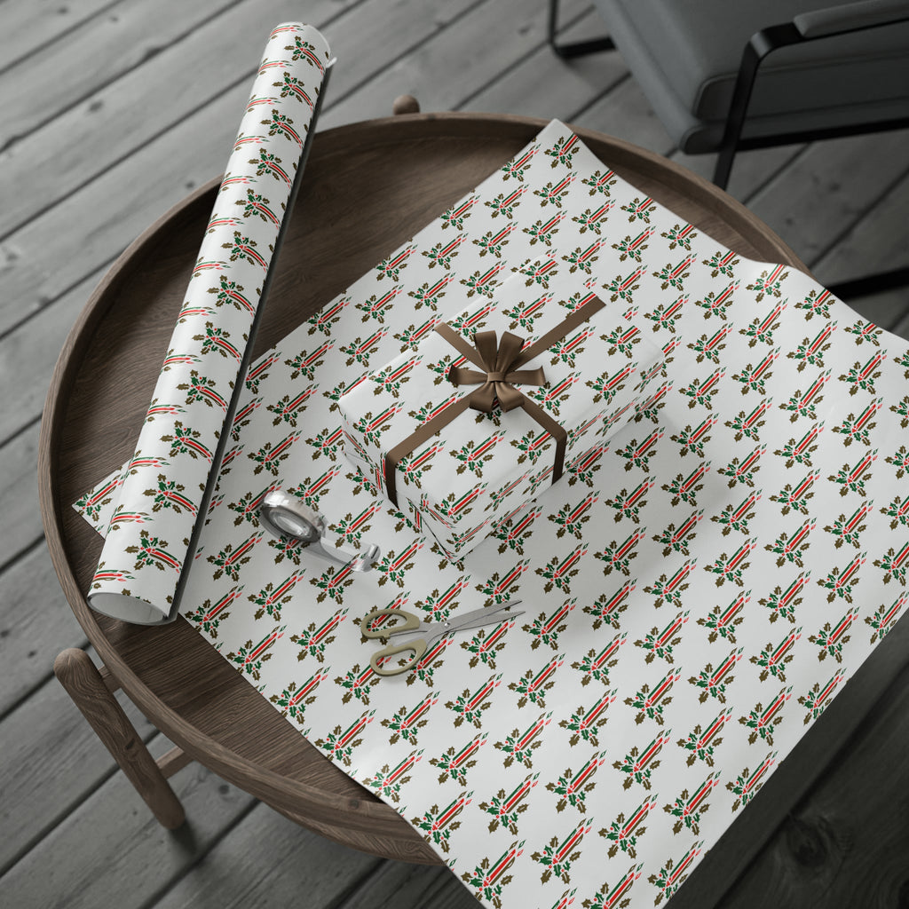Christmas Candles With Holly Mid Century Retro Christmas Print Holiday Gift Wrap Paper - Glossy Or Matte