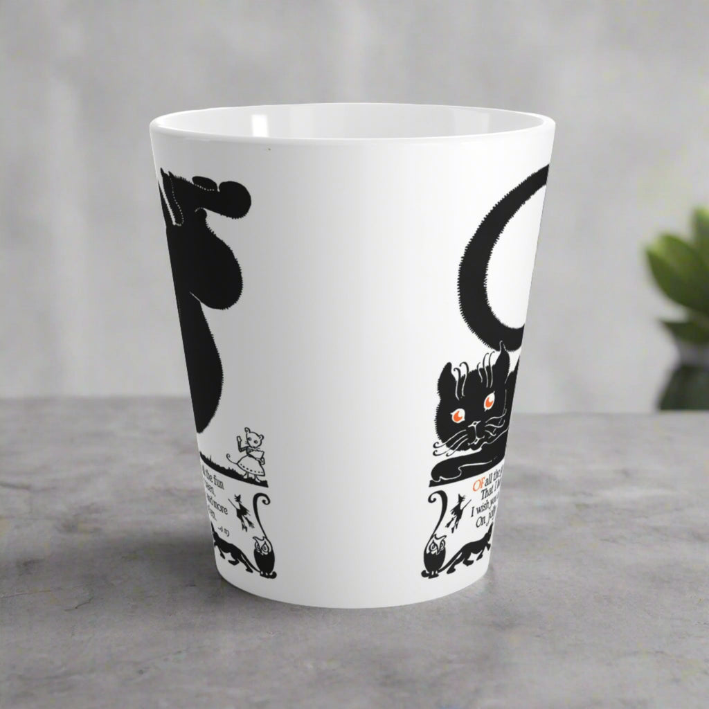 Black Cat Vintage Poem Retro Halloween Print Style Latte Mug
