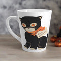 Happy Halloween Black Cat Retro Vintage Halloween Print Latte Coffee Mug