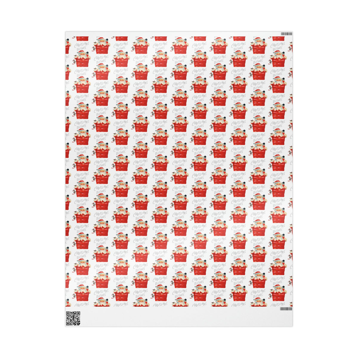 Christmas Wishes Santa In Chimney Mid Century Retro Christmas Style Holiday Gift Wrap Paper - Glossy Or Matte