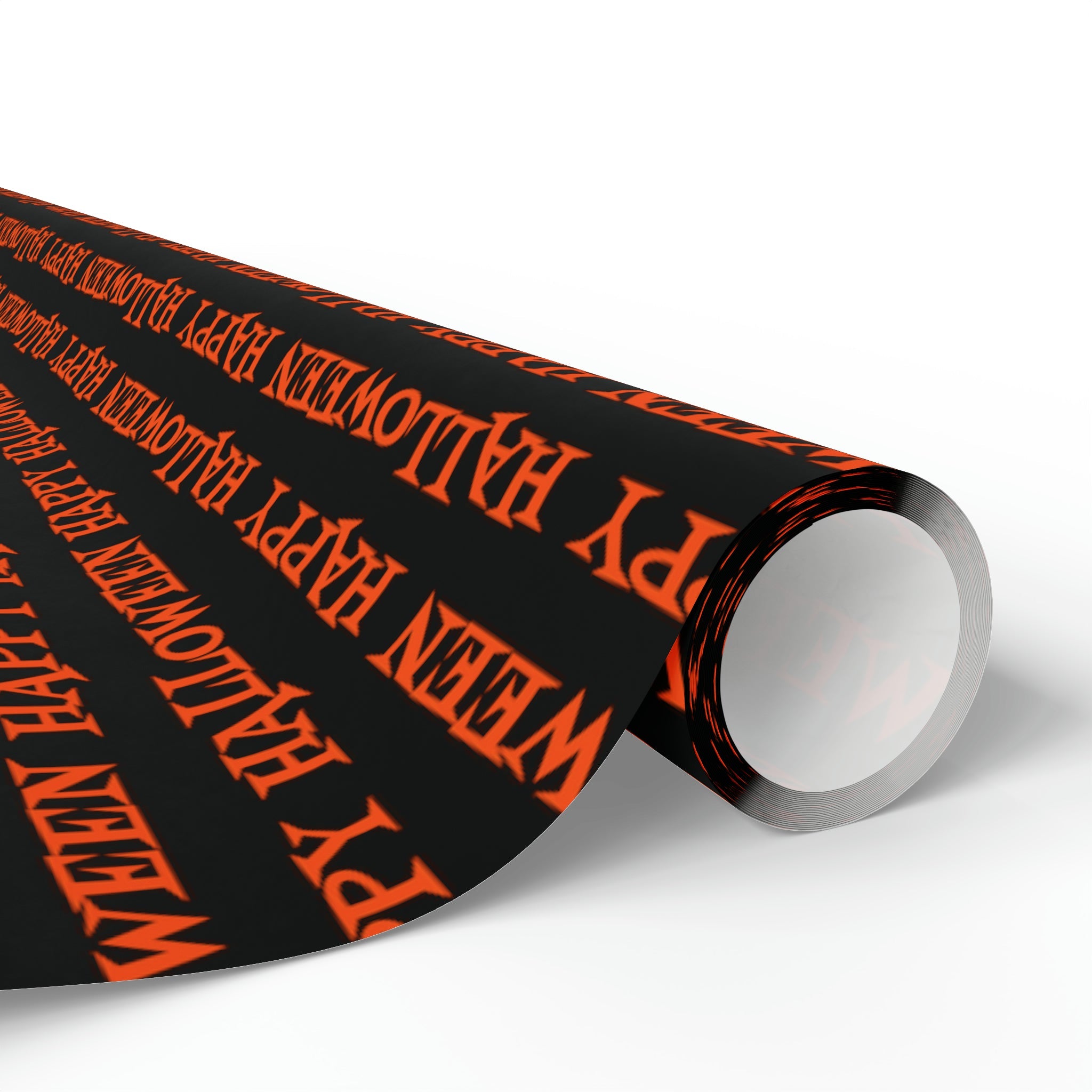 Happy Halloween Orange And Black Atomic Mid Century Retro Style Halloween Holiday Gift Wrap Paper - Glossy Or Matte