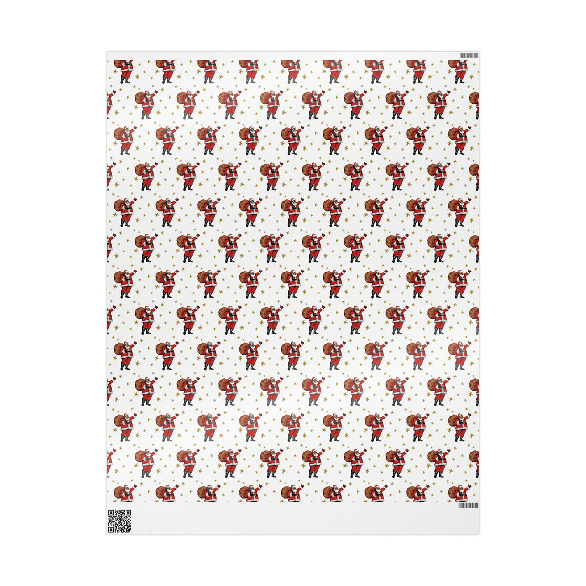Santa Gold Stars Mid Century Retro Christmas Print Holiday Gift Wrap Paper - Glossy Or Matte