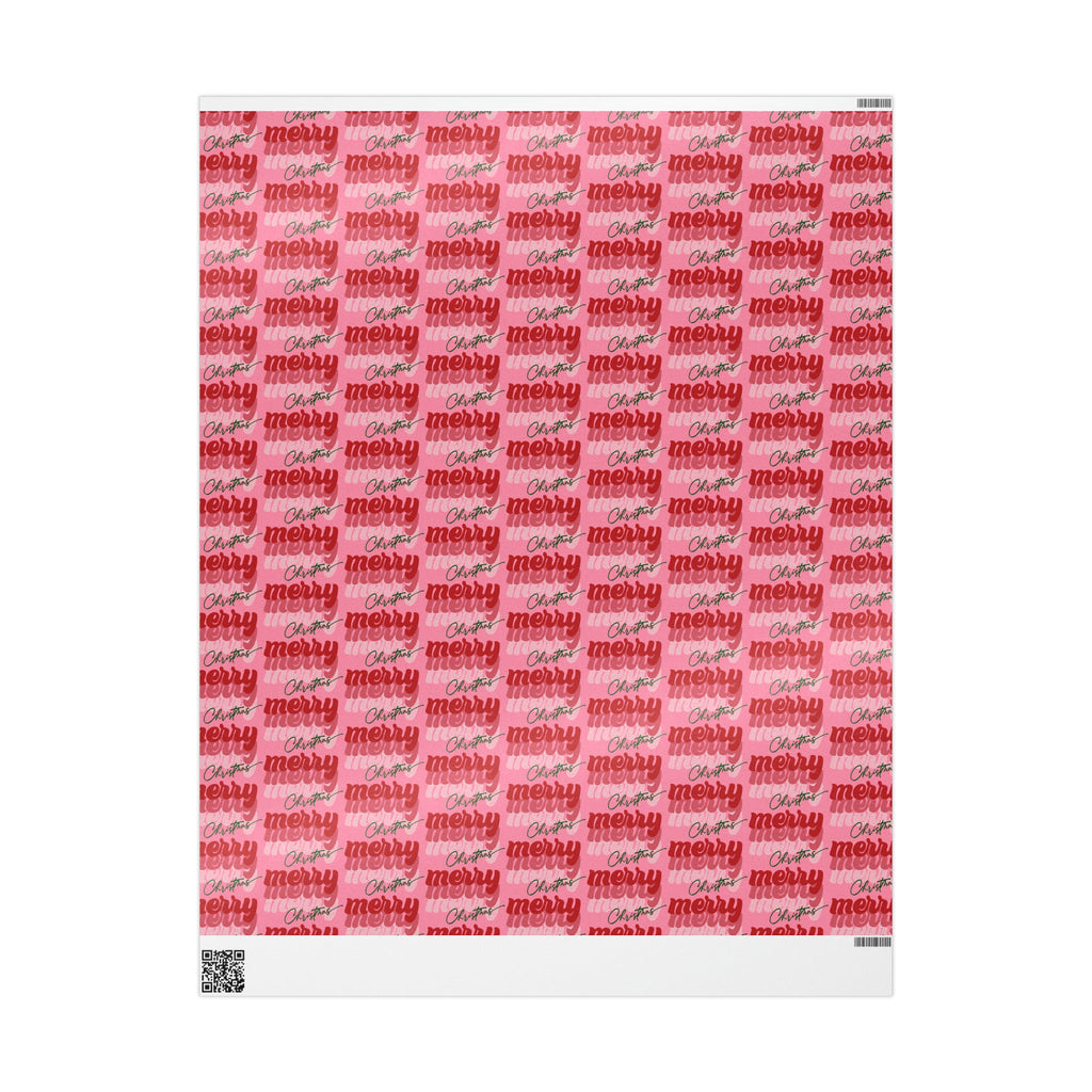 Merry Merry Merry Christmas Pink Retro Style Christmas Print Holiday Gift Wrap Paper - Glossy Or Matte