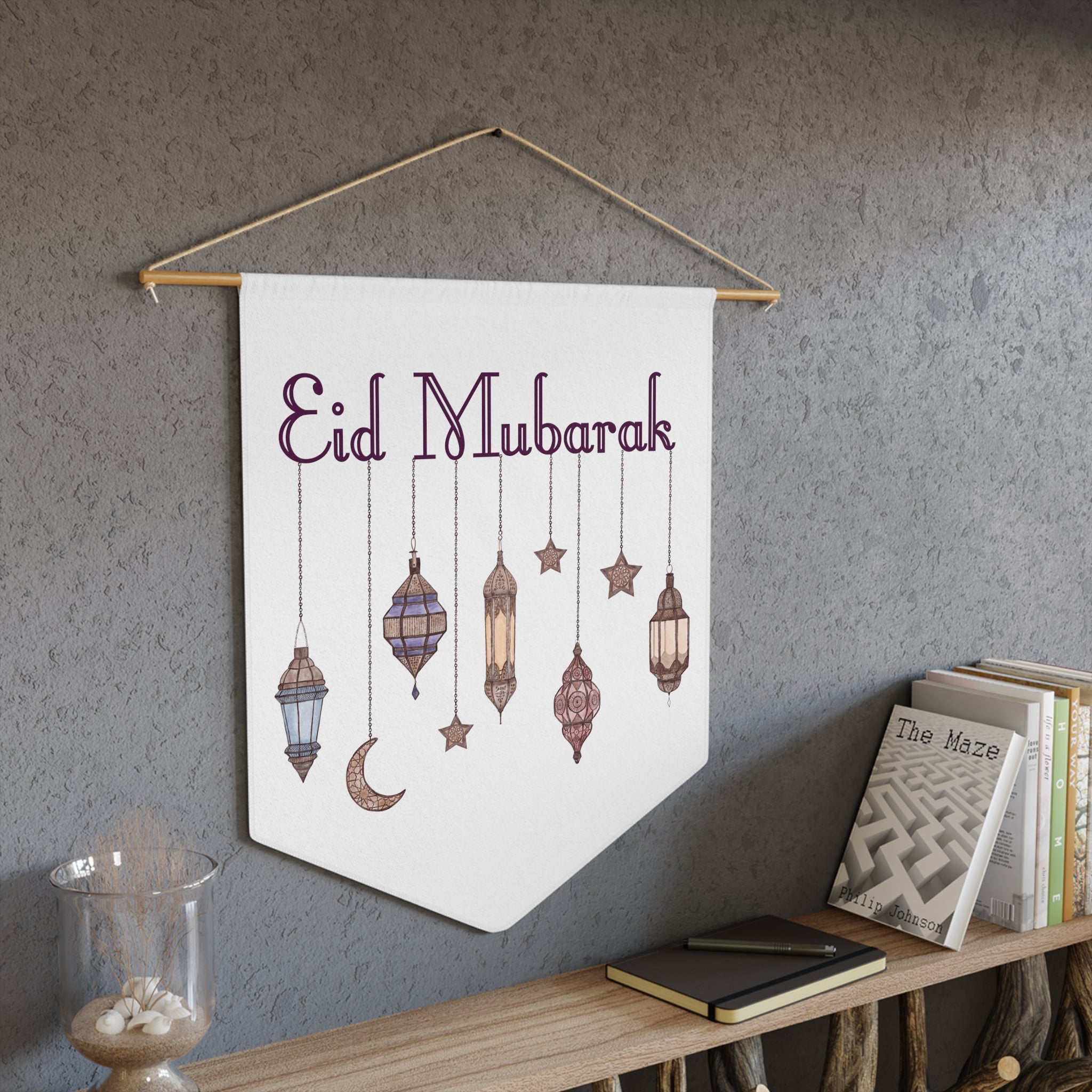 Eid Mubarak Festival Arabic Lanterns Holiday Wall Hanging Banner Flag
