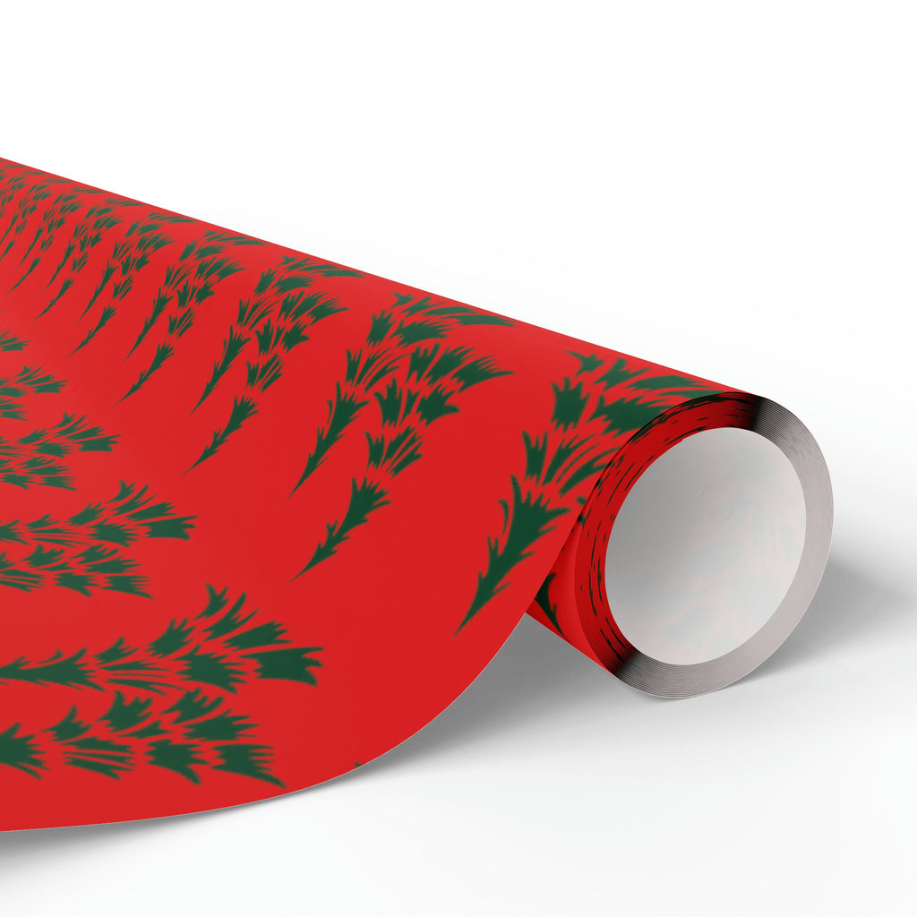 Retro Christmas Pine Trees Mid Century Retro Christmas Print Holiday Gift Wrap Paper - Glossy Or Matte