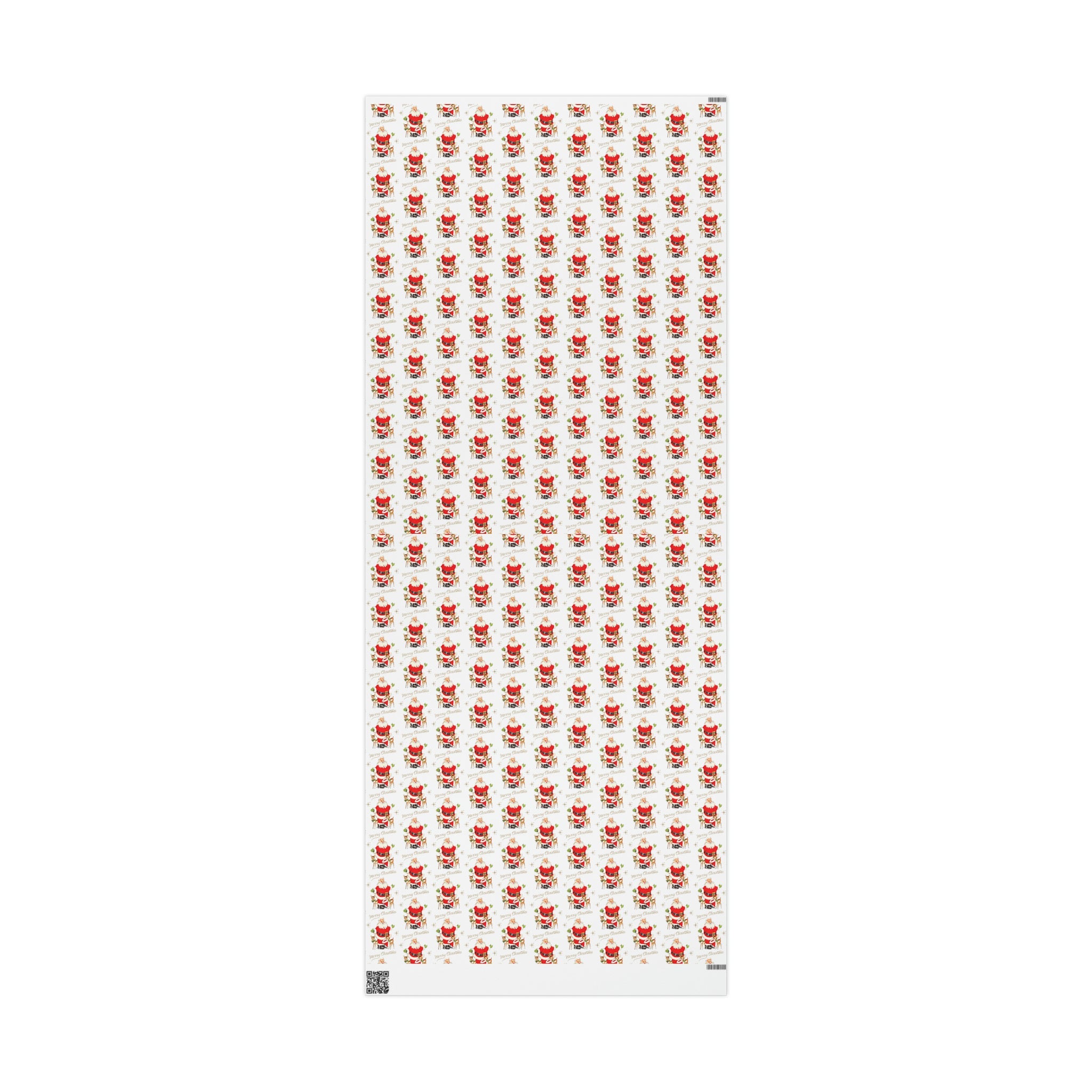 Merry Christmas Santa Reindeer Gold Stars Midcentury Retro Holiday Gift Wrap Paper - Glossy Or Matte
