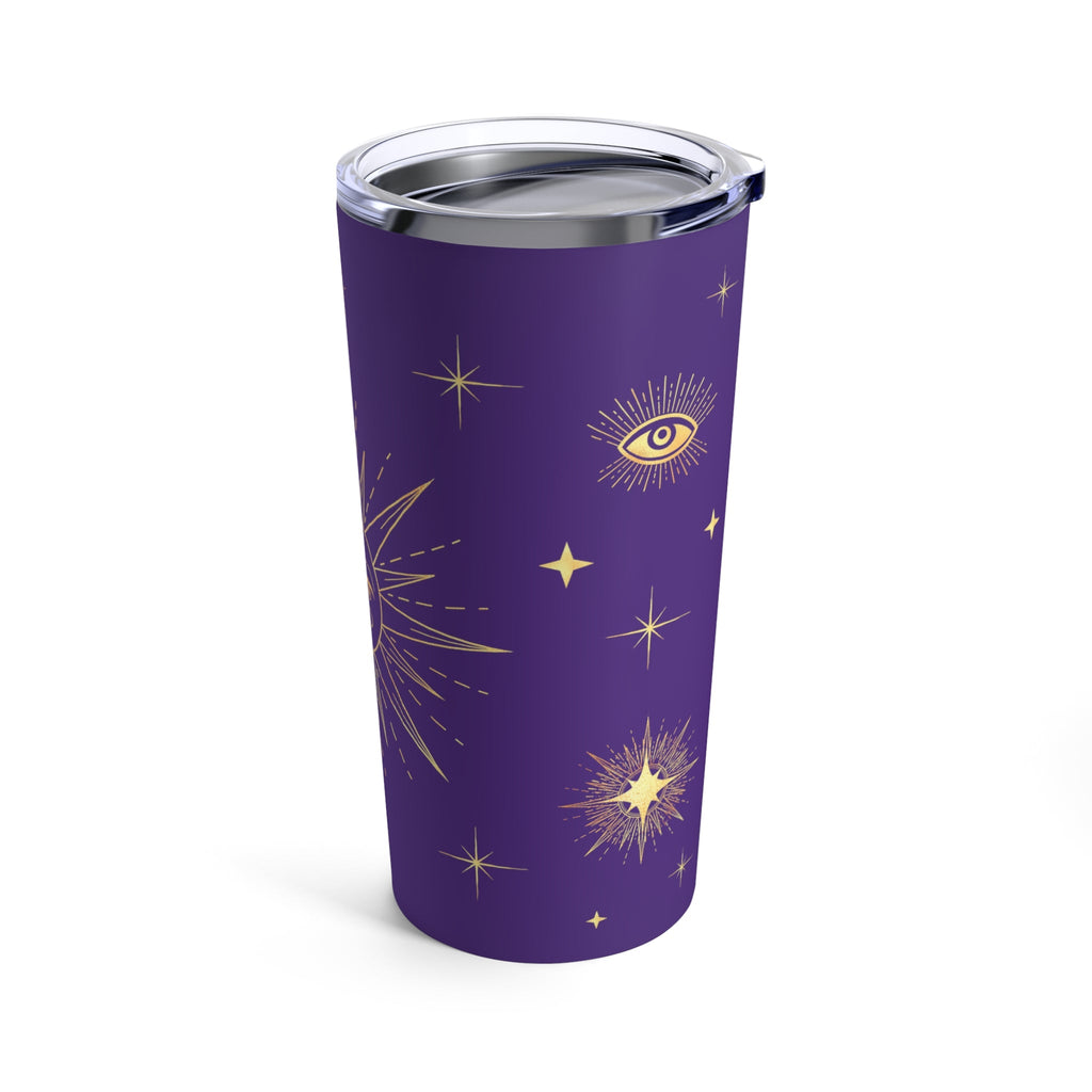 Celestial Gold Sun Stars Purple Stainless Steel Tumbler 20oz