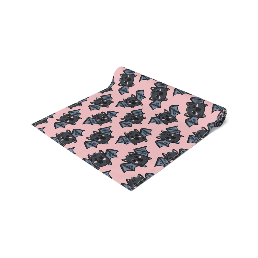 Halloween Bats Pink Fall Autumn Cotton Poly Table Runner