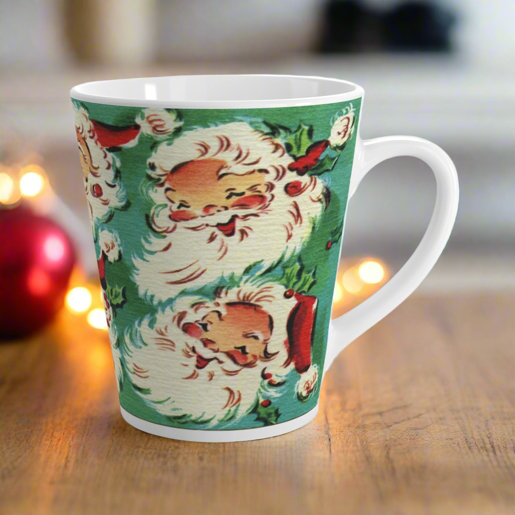 Cute Laughing Santas Retro Christmas Latte Coffee Mug
